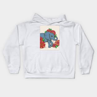 Little Blue Elephant in her secret garden Kids Hoodie